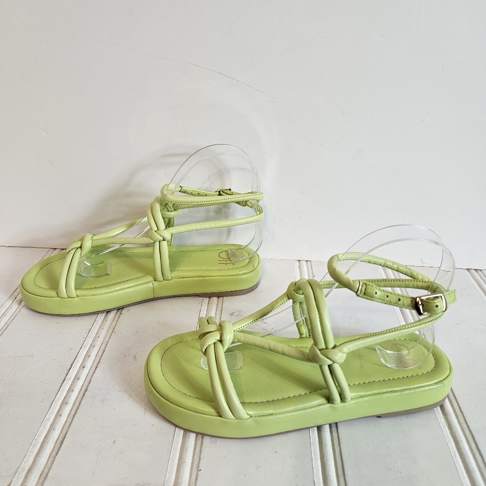 Off Yellow Flatform Knotted Sandals Womens Sz 7 Ankle Strap Chunky Heel Platform - Picture 6 of 16